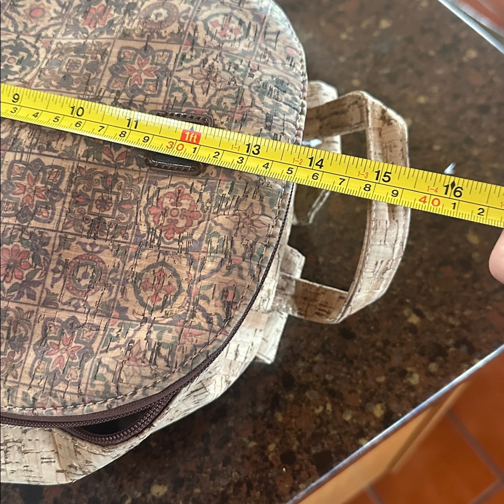 Portugal Cork Textured Backpack with Patterned Accents - Picture 12 of 12